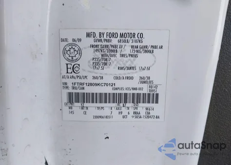 2009 Ford F-150 Xl/Xlt from USA, damaged, VIN 1FTRF12809KC70121